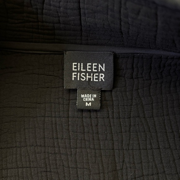 Eileen Fisher Silk Blend Textured Jacket Stand Collar Magnetic Closure Medium - Picture 6 of 9